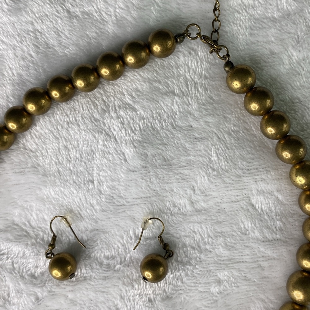 Bronze pearls / marbles spherical earrings - Picture 7 of 8